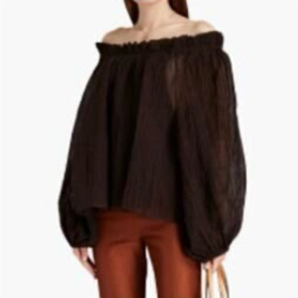 Tory Burch Ruffle Neck Off the Shoulder Blouse Size S